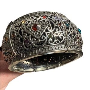 Victorian style gem bangle bracelet